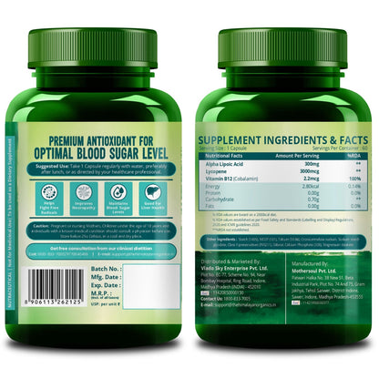 Vlado's Himalayan Organics Alpha Lipoic Acid 300mg | Antioxidant Supplement | 60 Veg Capsules