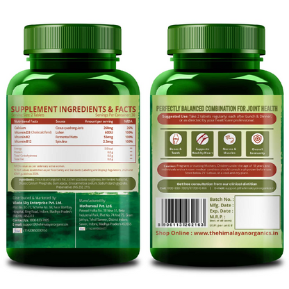 Vlado's Himalayan Organics Plant-Based Calcium 650mg Supplement with Moringa, Alfalfa & Watercress – 60 Veg Tablets