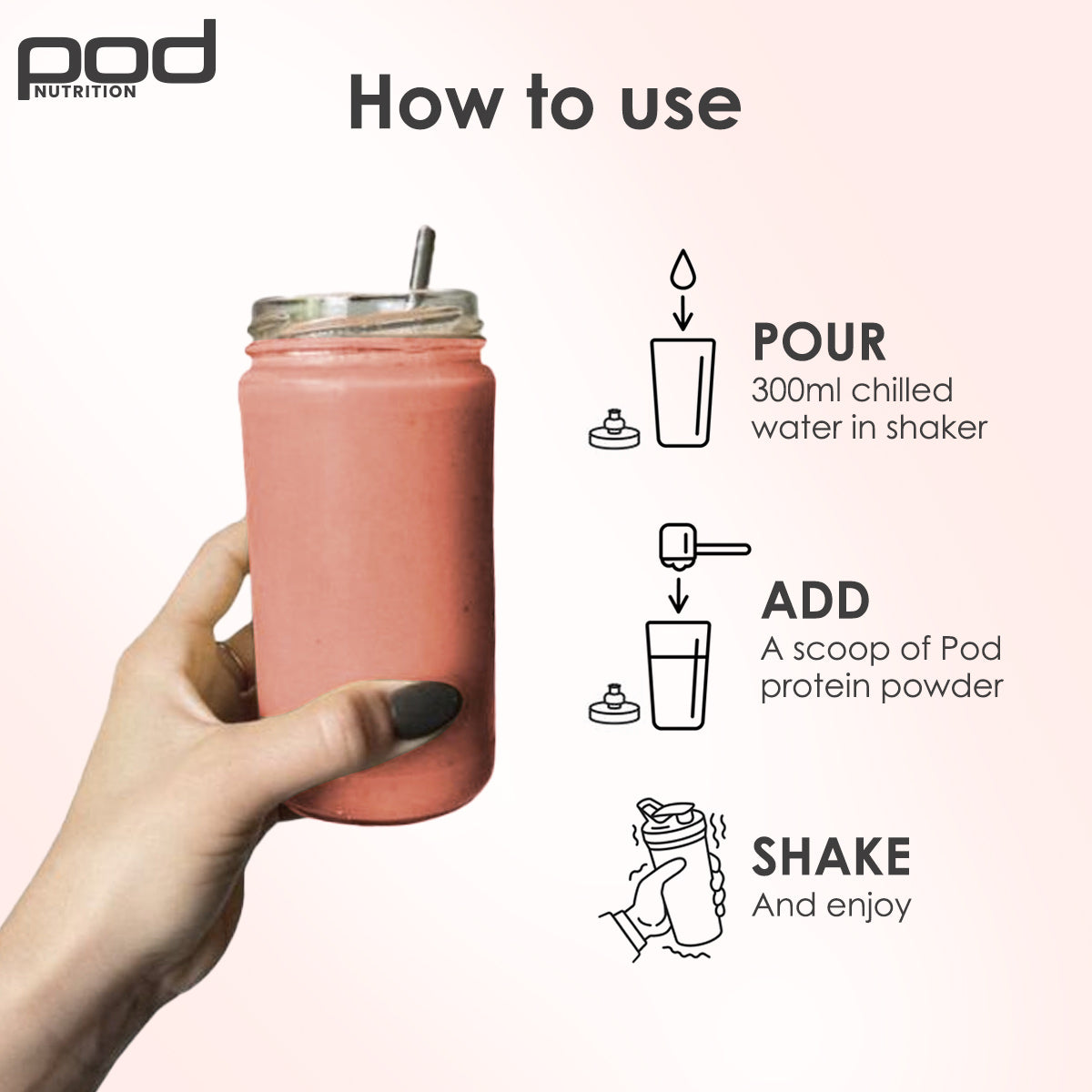 POD NUTRITION Pea Protein Isolate Powder | Vegan Plant Protein, No Added Sugar, Dairy Free| Clean & Easy to Digest with Essential Amino Acids (1kg, Real Strawberry)
