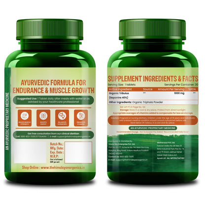 Vlado's Himalayan Organics Organic Gokshura Tablets | 1000 mg per Serving | Tribulus Terrestris for Men & Women | 60 Veg Tablets