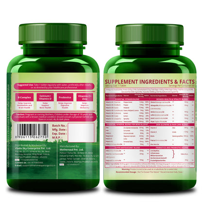 Vlado's Himalayan Organics Multivitamin with Probiotics for Women | 60 Veg Tablet