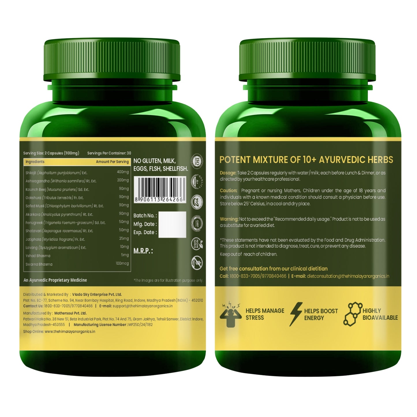 Vlado’s Himalayan Organics Shilajit Gold with Swarna Bhasma & 10+ Herbs | 60 Veg Capsules