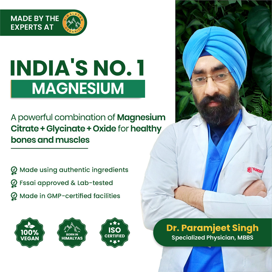 Vlado's Himalayan Organics Magnesium Complex Supplement | 1648mg- 120 Veg Tablets