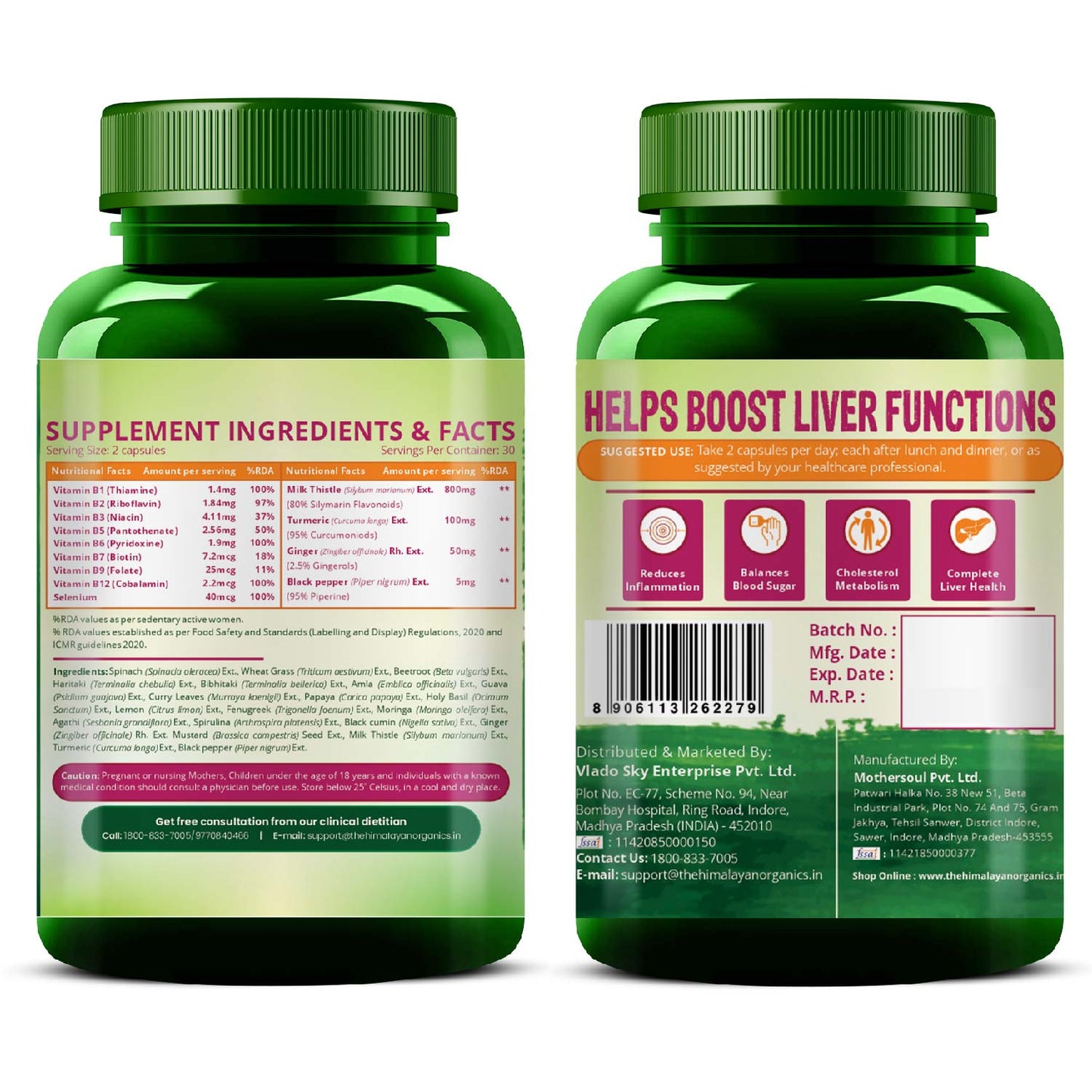 Vlado's Himalayan Organics Plant Based Liver Support with Milk Thistle- 60 Veg Capsules