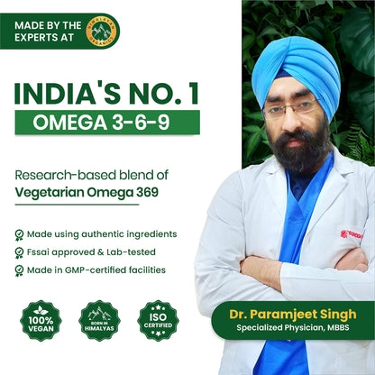 Vlado's Himalayan Organics Omega 3 6 9-2000mg/Serving I Vegetarian Omega 3  Men & Women- 90 Capsules