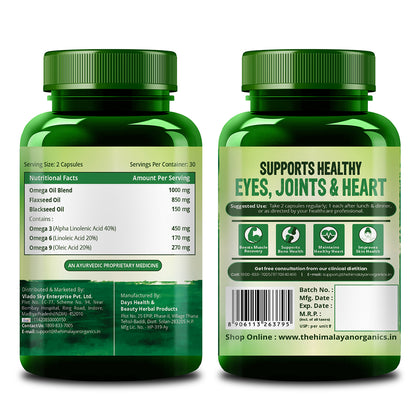 Vlado's Himalayan Organics Omega 3-6-9 Plant-Based Supplement with Flaxseed Oil – 60 Veg Capsules