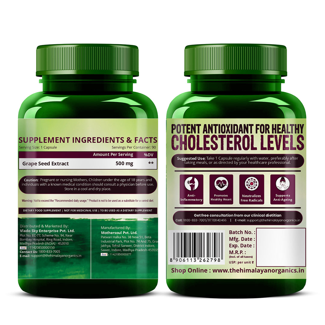 Vlado's Himalayan Organics Grape Seed Extract 500mg/Serving 90 Veg Capsules