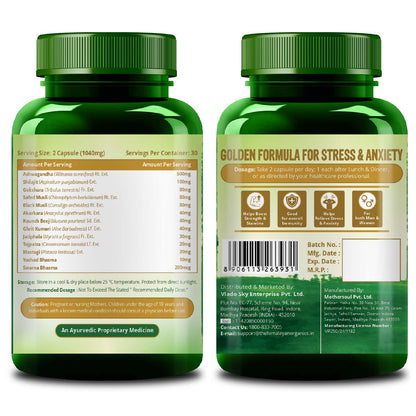 Vlado's Himalayan Organics Ashwagandha Gold Plus with 24-Karat Swarna Bhasma | Blend of Ashwagandha, Shilajit & Herbs | 60 Veg Capsules