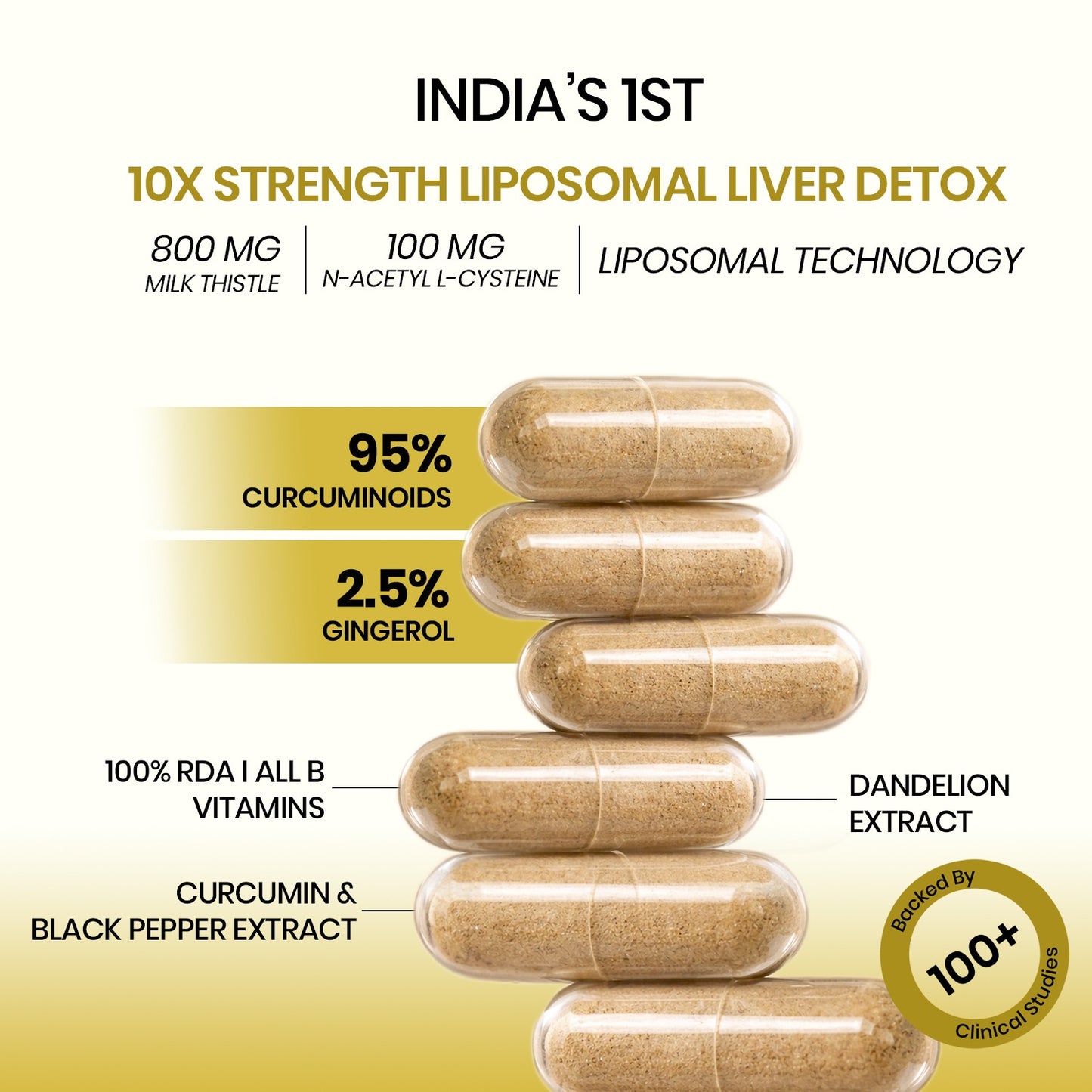 Vlado’s Himalayan Organics Liposomal Liver Detox with Milk Thistle 950mg | Curcumin, Ginger & Dandelion Extract | With Multivitamins & Amino Acids | 60 Veg Capsules