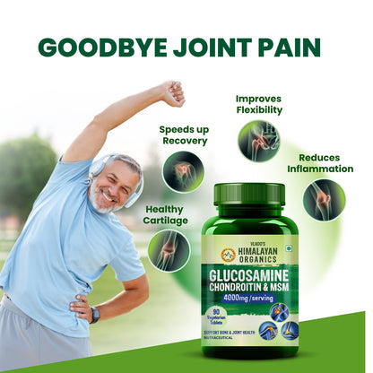 Vlado's Himalayan Organics Glucosamine Chondroitin MSM with Boswellia | For Bone, Joint & Cartilage Support | 90 Tablets