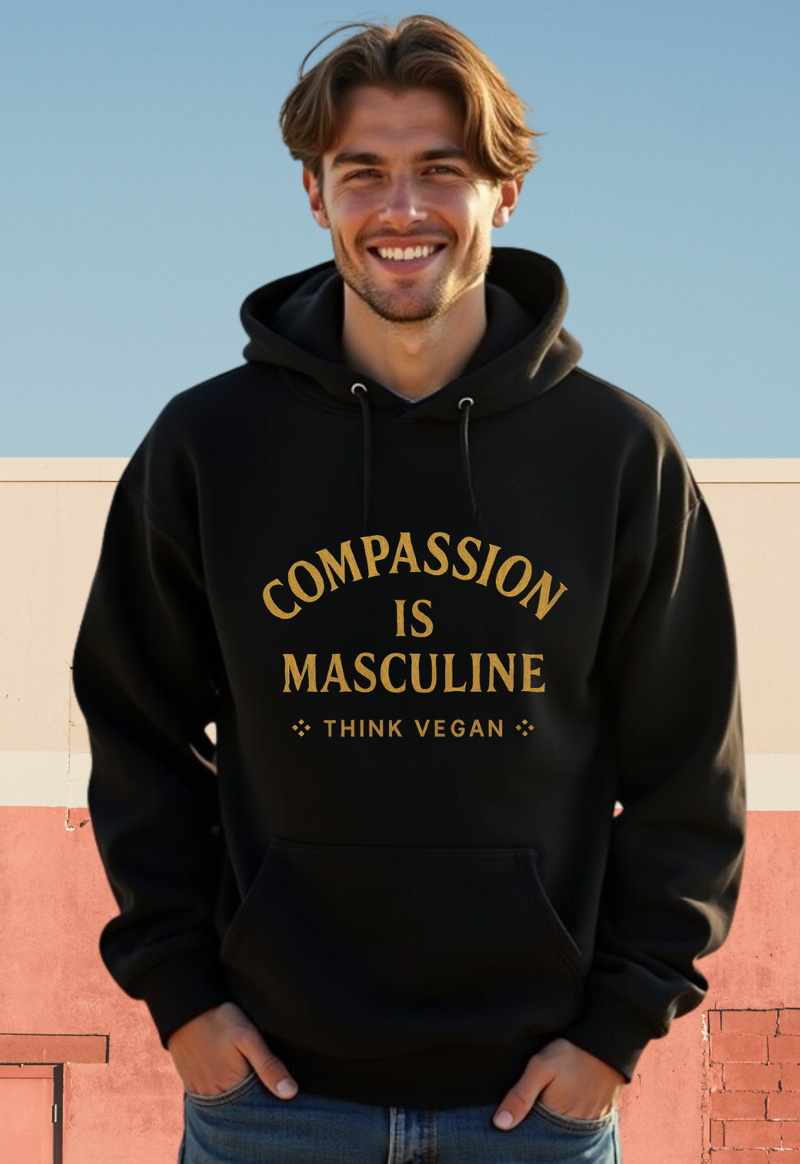 Hoodie | Compassion is Masculine, Think Vegan