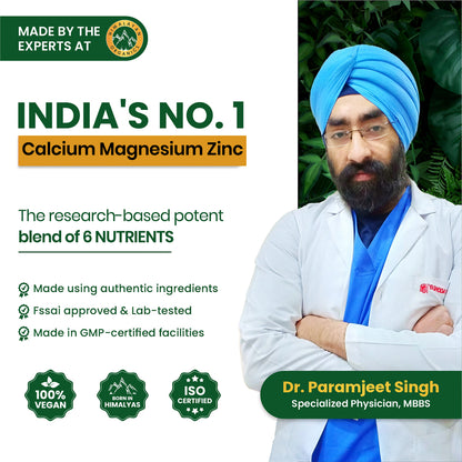 Vlado's Himalayan Organics Calcium Magnesium Zinc Vitamin D3 & B12- 60 Vegetarian Tablets
