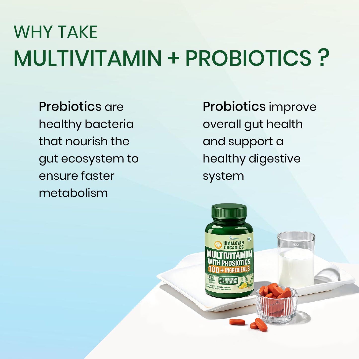Vlado's Himalayan Organics Multivitamin for Men & Women with 100  Ingredients | With Probiotics, Herbal Extracts & Minerals | 180 Veg Tablets