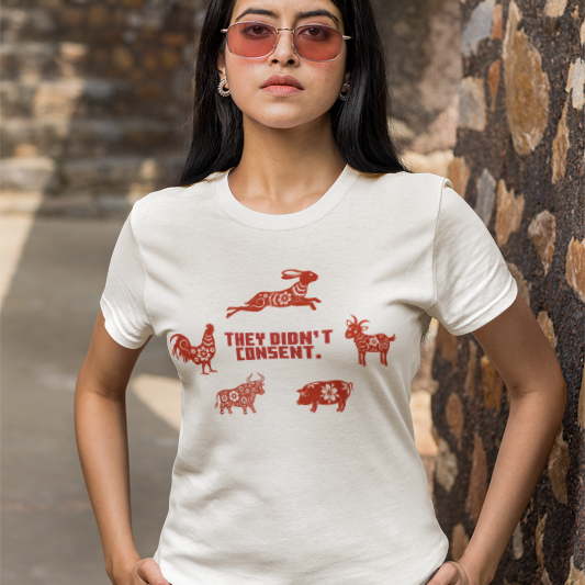 They didn't consent (red art) (women-vd-t-shirt)