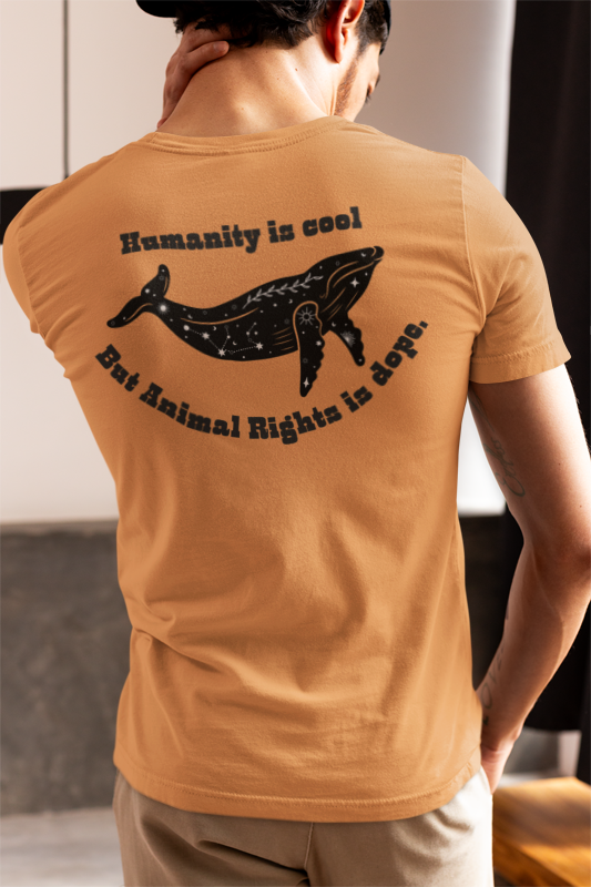 Humanity is cool but animal rights is dope (whale) (male/unisex-vd-t-shirt)