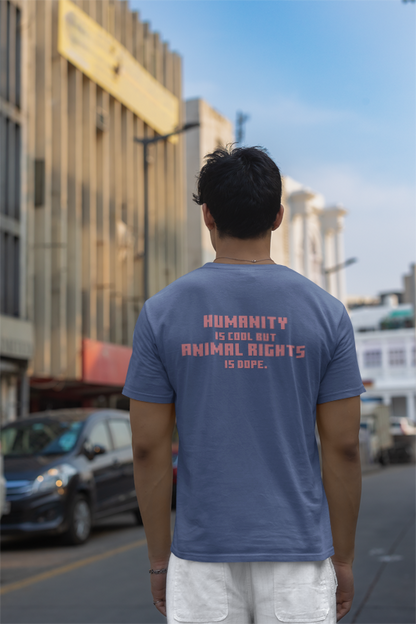 Humanity is cool but animal rights is dope (duck) (male/unisex-vd-t-shirt)