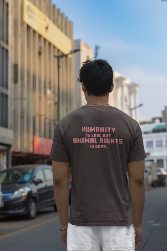 Humanity is cool but animal rights is dope (duck) (male/unisex-vd-t-shirt)