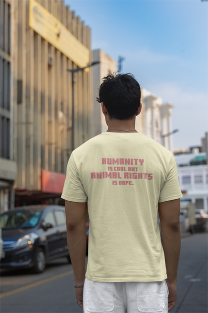 Humanity is cool but animal rights is dope (duck) (male/unisex-vd-t-shirt)