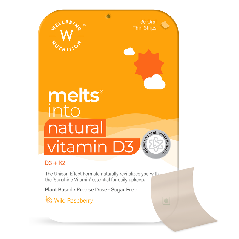 Wellbeing Nutrition Natural Vitamin D3 ( D3+ K2) Bone Health 30 Strips