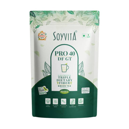 Soyvita Pro 40 DF Protein with Triple Prebiotic Fiber Combination | No Sugar | Green Tea Extract(400g)