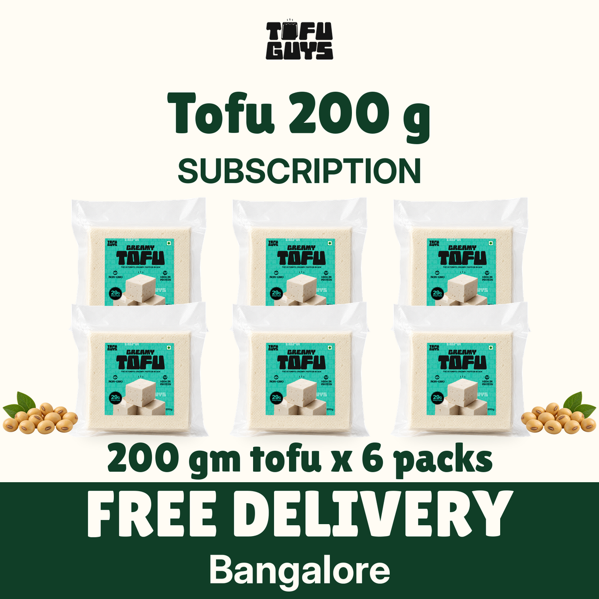 Tofu Guys Creamy Tofu 200 gm (Pack of 6)- Bangalore Only