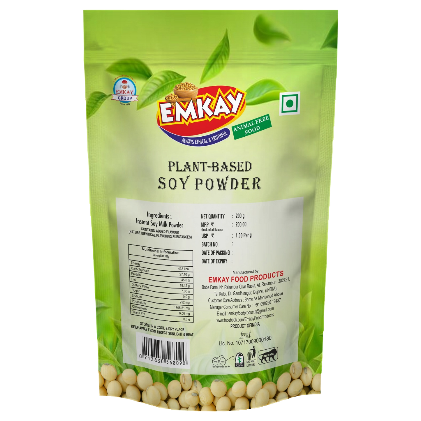 Emkay Instant Soy Milk Powder. 200gm