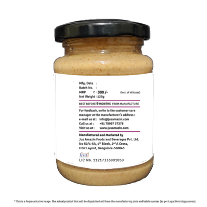 Jus Amazin Almond Butter-Sweet 'N' Salty Crunchy with Flax Seeds-125 gms