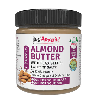 Jus Amazin Crunchy Almond Butter – With Flaxseeds (200g)