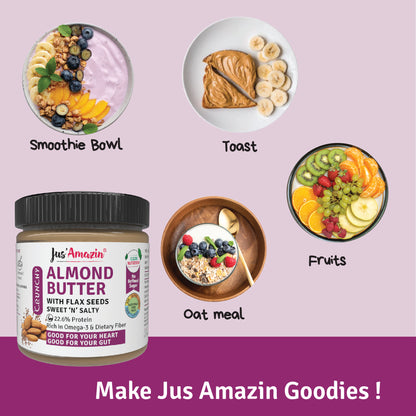 Jus Amazin Crunchy Almond Butter – With Flaxseeds (200g)