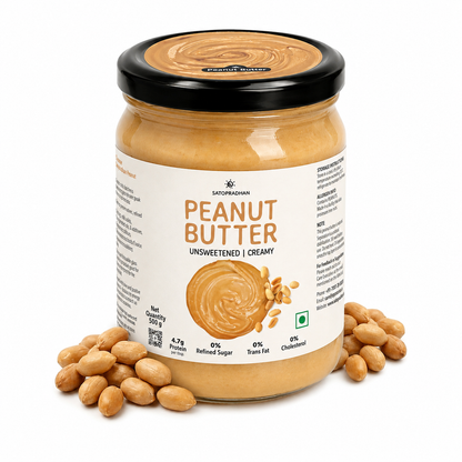 Sugar Free Plain Peanut Butter 500g – Creamy - Unsweetened - 100% Peanuts