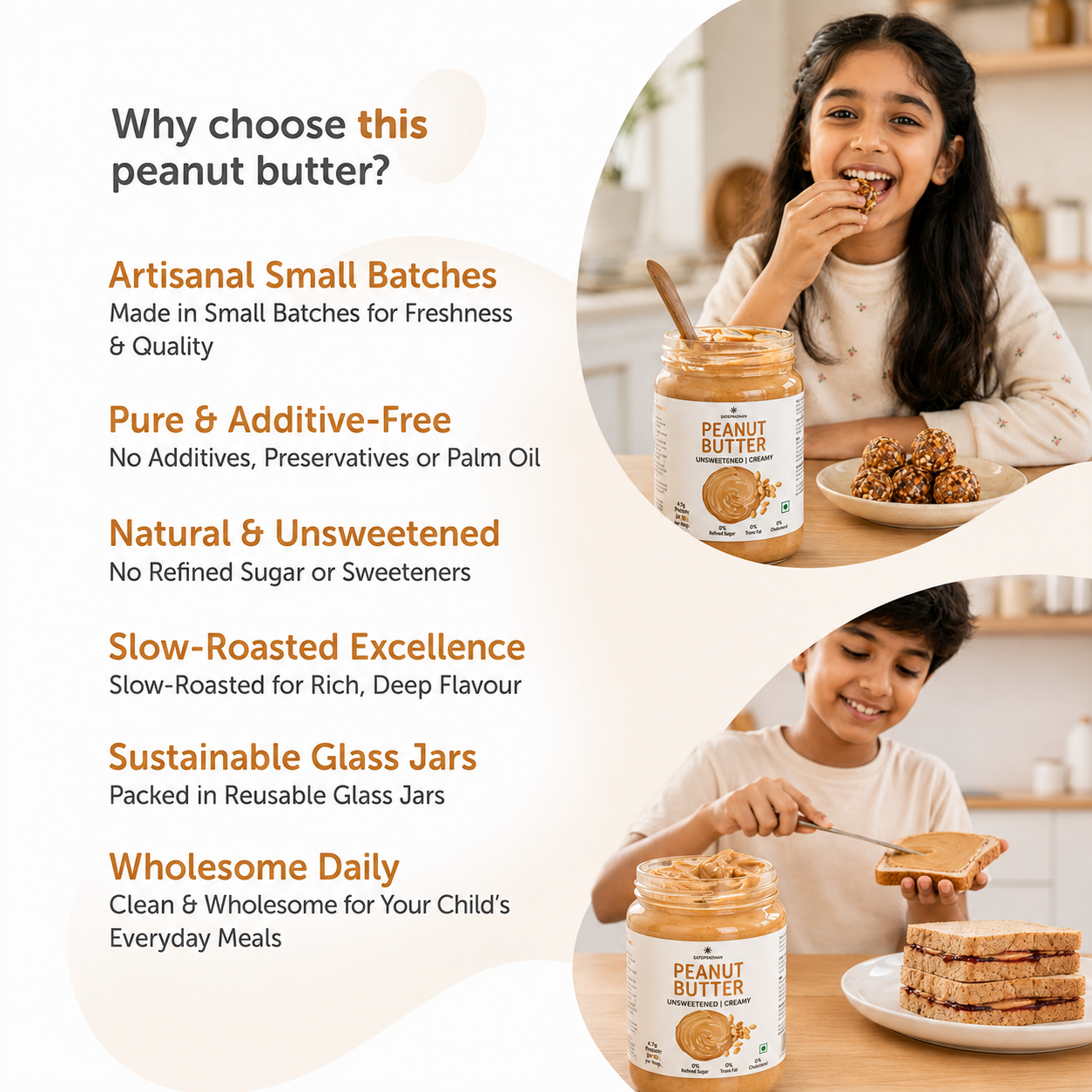 Sugar Free Plain Peanut Butter 500g – Creamy - Unsweetened - 100% Peanuts