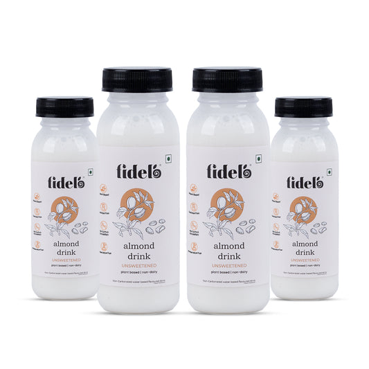 Fidelo Almond Drink 200 ml (Pack of four) (Unsweetened) (Free from Gums & Emulsifiers)