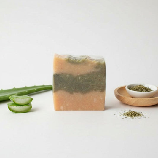 Natural Aloe  vera and Shea butter soap with Nettle leaves | Scented with essential oils | Moisturizing , Handmade 120gm