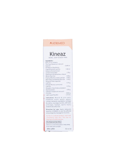 Atrimed Kineaz Pain Relief Oil – Extra Strong with Red Oil – For Muscle, Joint, Knee, Back, Body Pain & Headache – Ayurvedic, Natural, Fast-Acting, 50 ml (pack of 1)