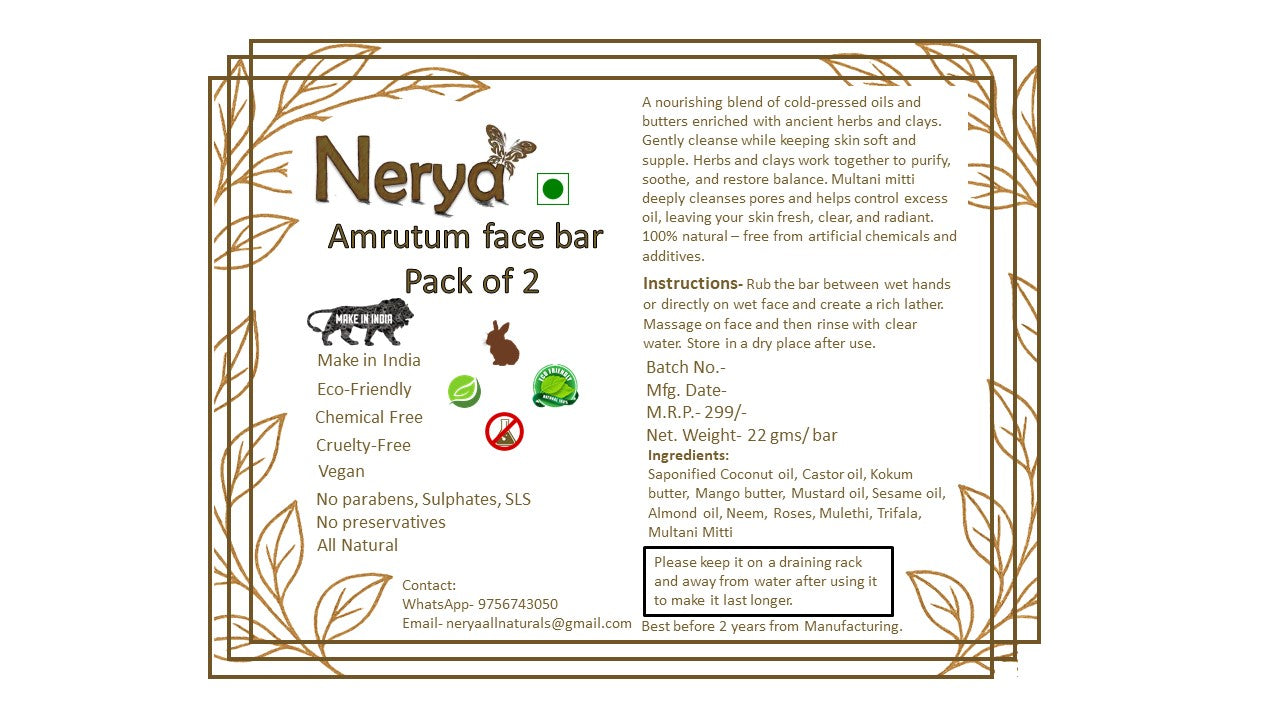 Nerya Amrutum Face wash Bar (Pack of 2) - 22 g each