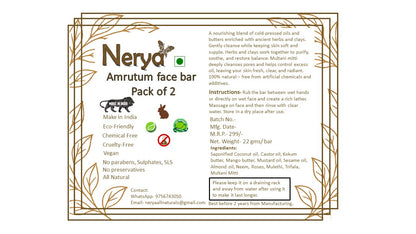 Nerya Amrutum Face wash Bar (Pack of 2) - 22 g each