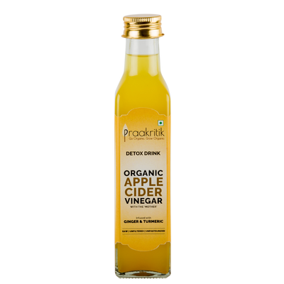 Praakritik Organic Apple Cider Vinegar with Ginger & Turmeric 250 ML