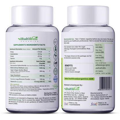 Health Veda Organics Joint Support Tablets with Glucosamine (3900 mg) | Enriched with Collagen, & MSM | Supports Joint Cartilage, Mobility & Muscle Health | 90 Tablets
