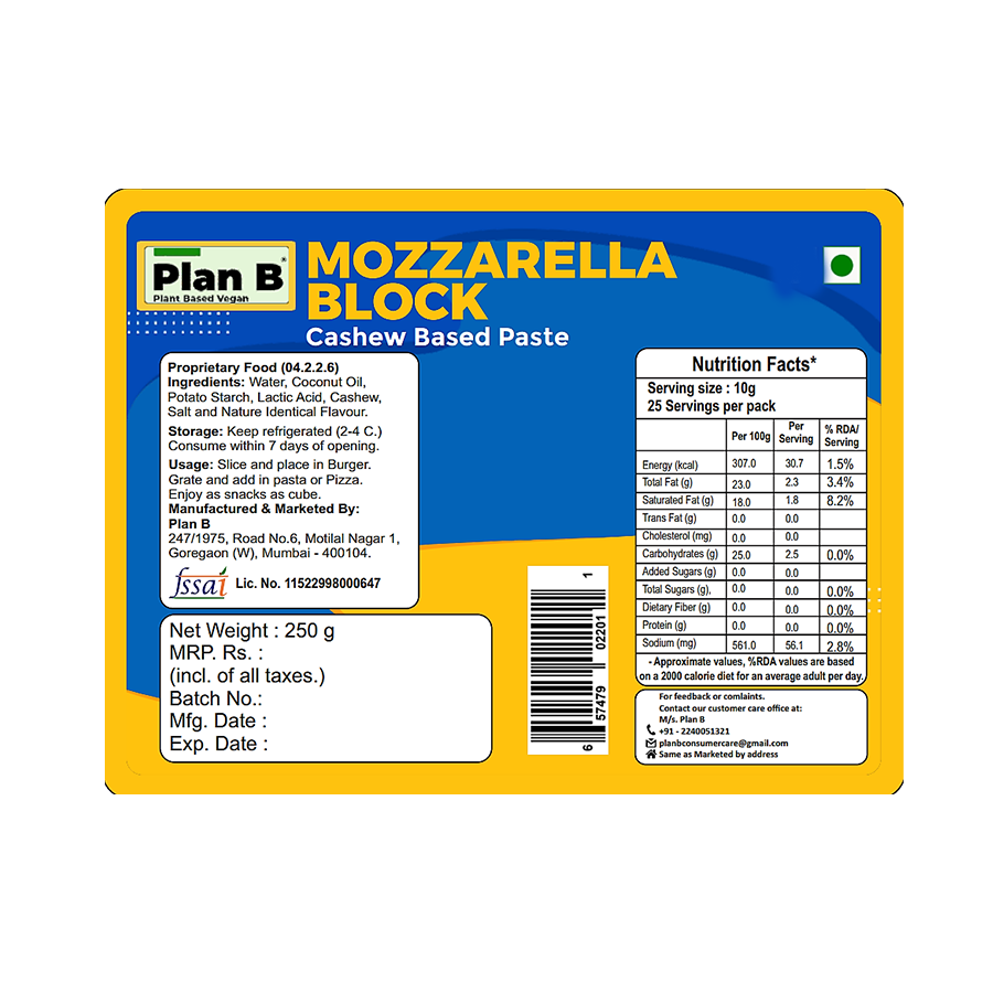 Plan B Mozzarella Block 250 g
