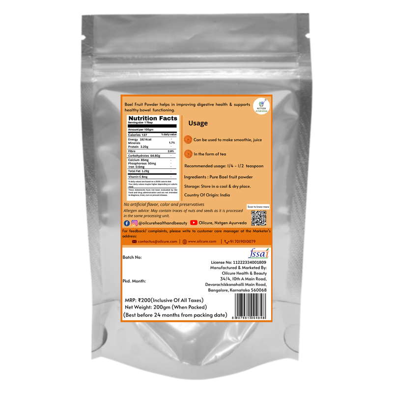 Nxtgen Ayurveda Bael Fruit Powder (Aegle Marmelos) -200 gms