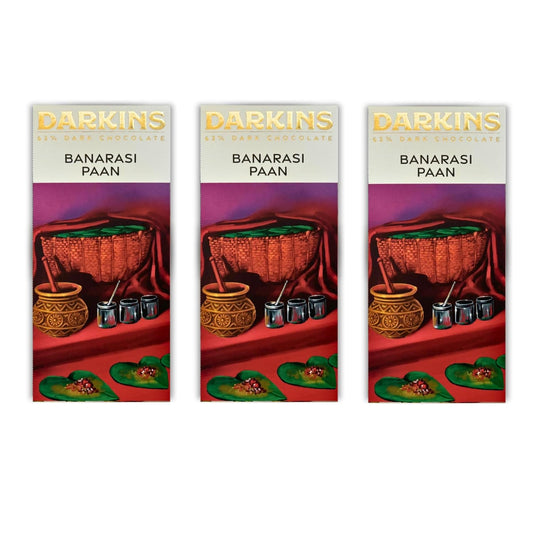 DARKINS Dark Chocolate | 63% Dark Chocolate With Banarsi Paan | 50 Gm Each Pack of 3