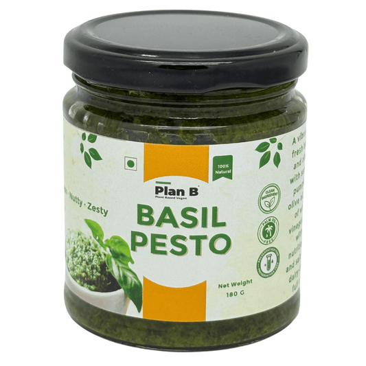 Plan B Vegan Basil Pesto Sauce | Dairy-Free, No Preservatives | Made with Basil, Olive Oil & Pumpkin Seeds | Plant-Based, Gluten-Free | 180g Jar