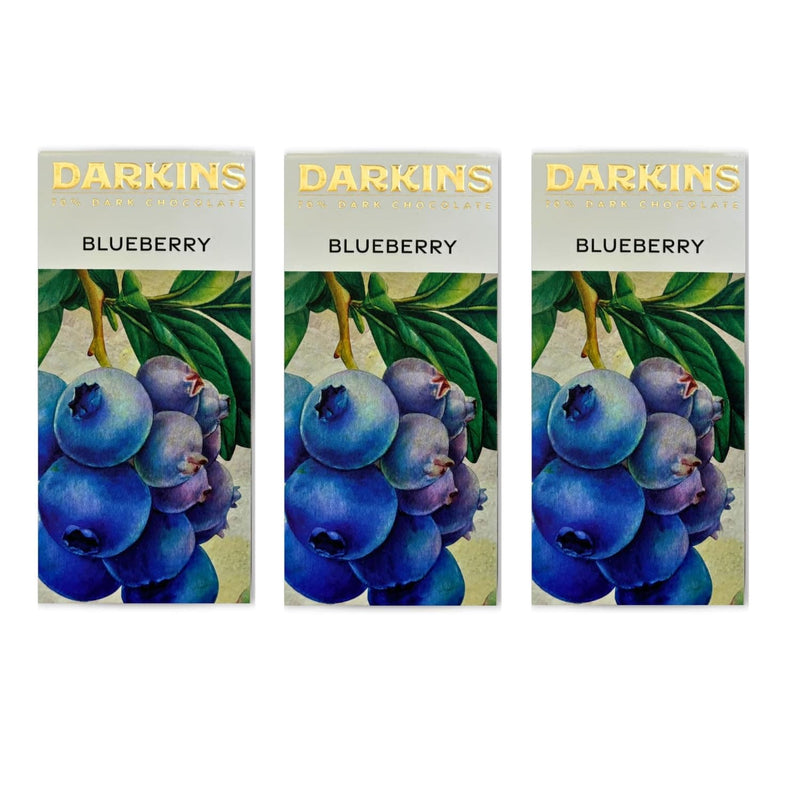 DARKINS 70 Percent Dark Chocolate Blueberry | Dark with Blueberries | Dark Chocolate bar 3 x 50gm | Single Origin Dark Chocolate | Gluten-Free Chocolate | Vegan | Natural | 50g Each (Pack of 3)