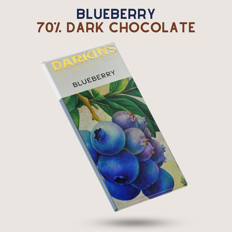 DARKINS 70 Percent Dark Chocolate Blueberry | Dark with Blueberries | Dark Chocolate bar 3 x 50gm | Single Origin Dark Chocolate | Gluten-Free Chocolate | Vegan | Natural | 50g Each (Pack of 3)