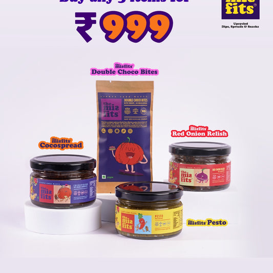 The Misfits: Cocospread, Double Choco Bites, Pesto with Moringa, Red Onion Relish (Pick any 3 of your choice)