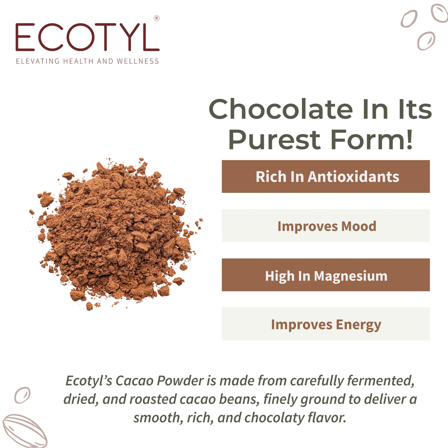 Ecotyl Cacao Powder | Rich in Antioxidants | Boosts Energy | 150g