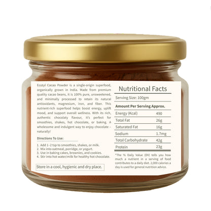 Ecotyl Cacao Powder | Rich in Antioxidants | Boosts Energy | 150g