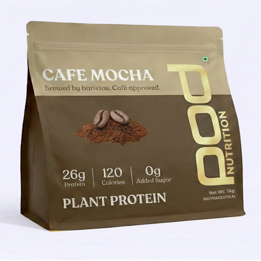 POD NUTRITION Pea Protein Isolate Powder | Vegan Plant Protein, No Added Sugar, Dairy Free| Clean & Easy to Digest with Essential Amino Acids (1kg, Cafe Mocha)