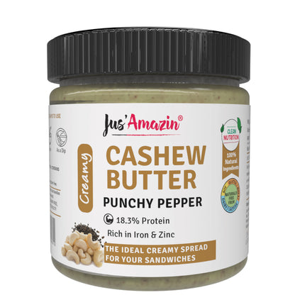 Jus Amazin Creamy Cashew Butter – Punchy Pepper (200g)