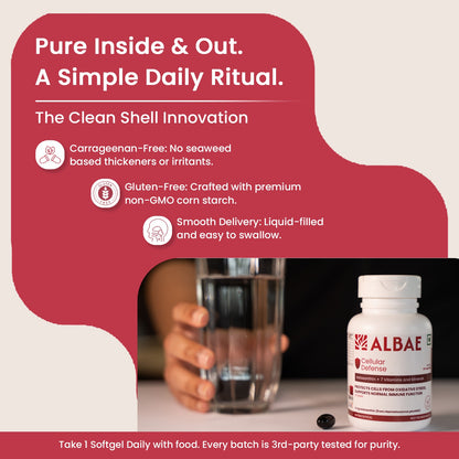 Albae Cellular Defense | 4mg AstaReal Natural Astaxanthin with 7 Essential Vitamins & Minerals | Advanced Antioxidant for Immune Support & UV/Pollution Protection | 30 Plant Based Liquid Softgels